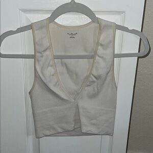 Urban Outfitters Cream Sleeveless Crop Tank